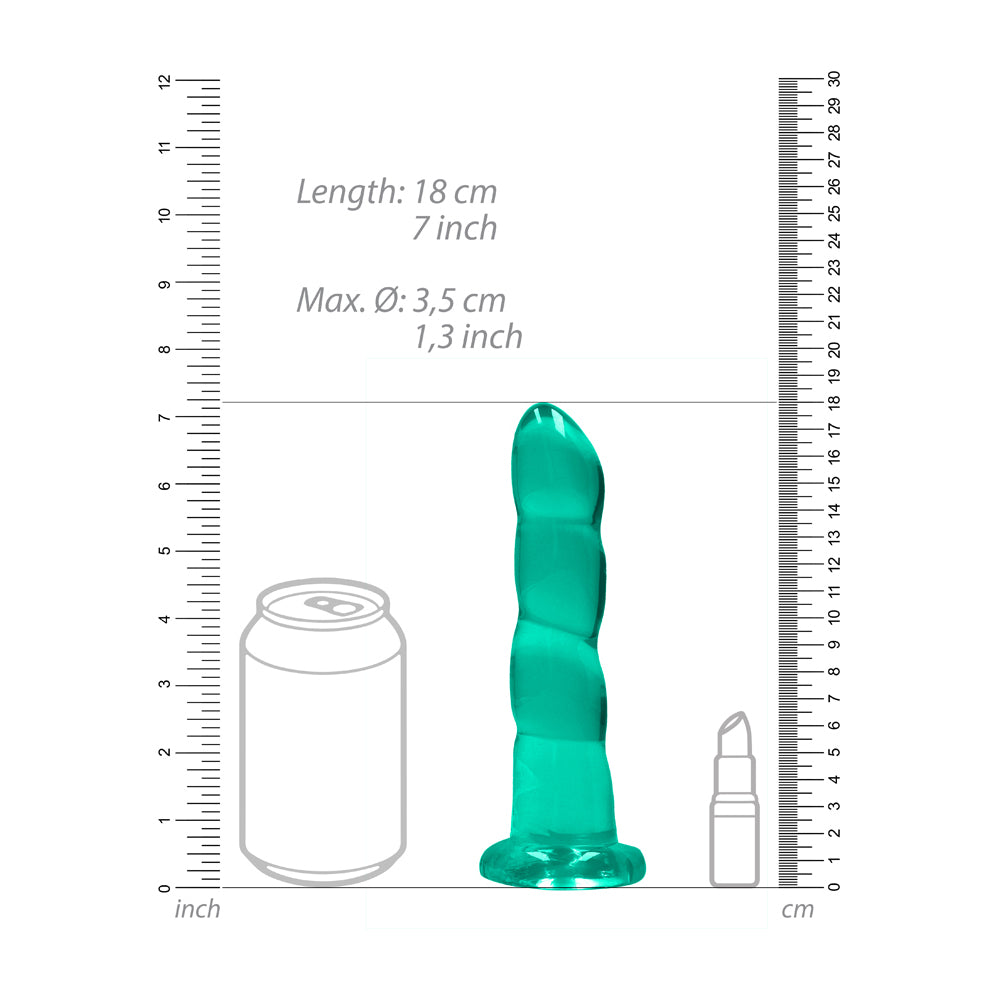 Realrock Crystal Clear Non-realistic Dildo With Suction Cup 7 In. Turquoise