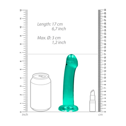 Realrock Crystal Clear Non-realistic Dildo With Suction Cup 6.7 In. Turquoise