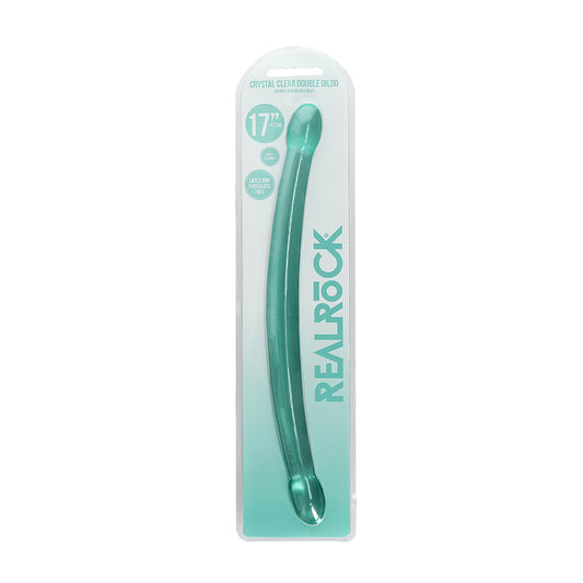 Realrock Crystal Clear Non-realistic Double Dong 17 In. Turquoise