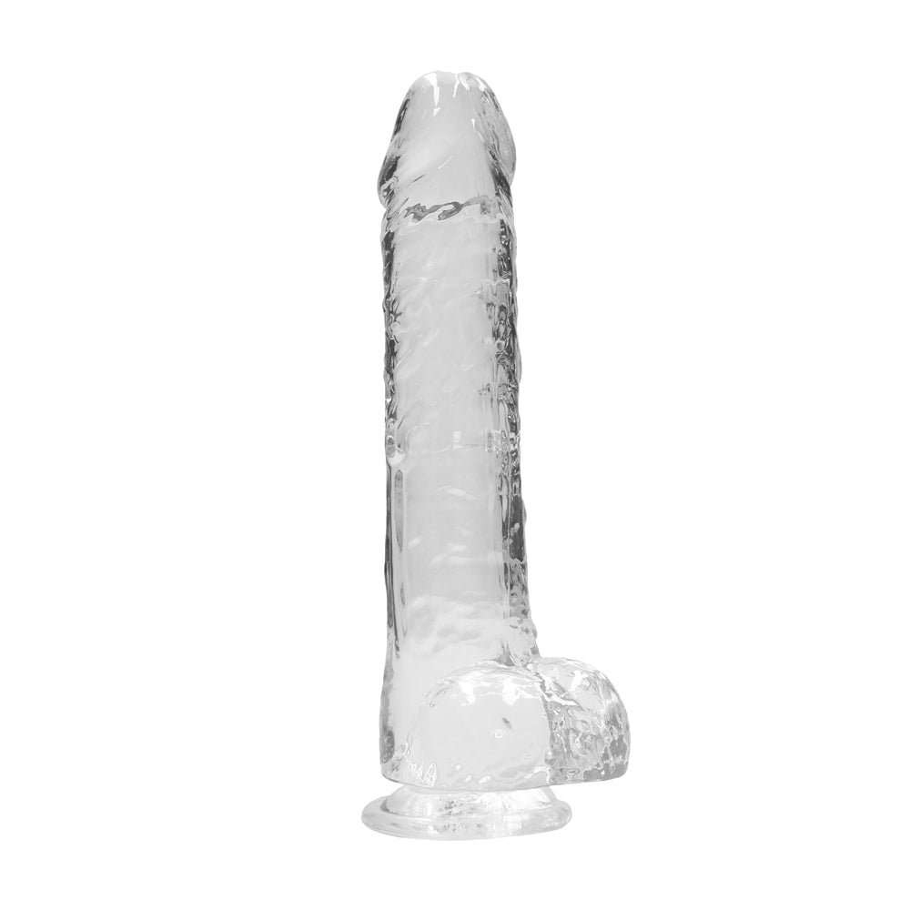 Realrock Crystal Clear Realistic Dildo With Balls 10 In. Translucent