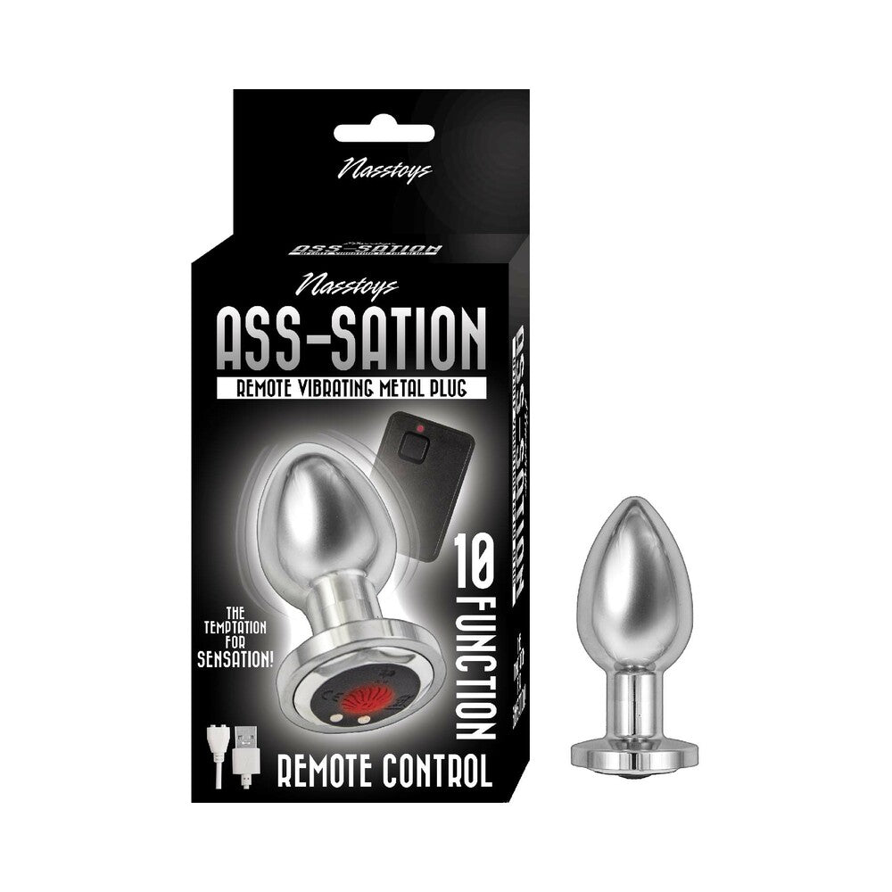 Ass Sation Remote Vibrating Metal Plug Silver 