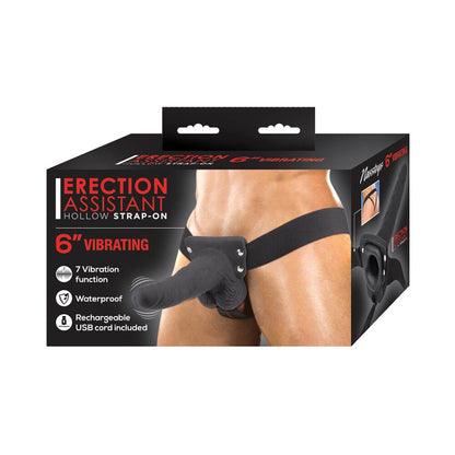Erection Assist Hollow Strap-On Vib 6 Bk