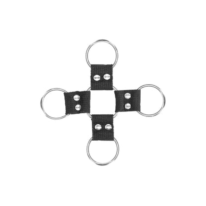 Ouch! Black & White Velcro Hogtie With Hand And Ankle Cuffs Black