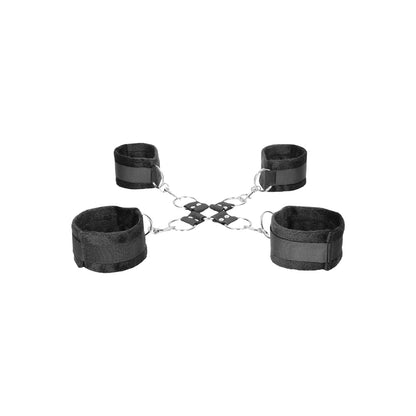 Ouch! Black & White Velcro Hogtie With Hand And Ankle Cuffs Black