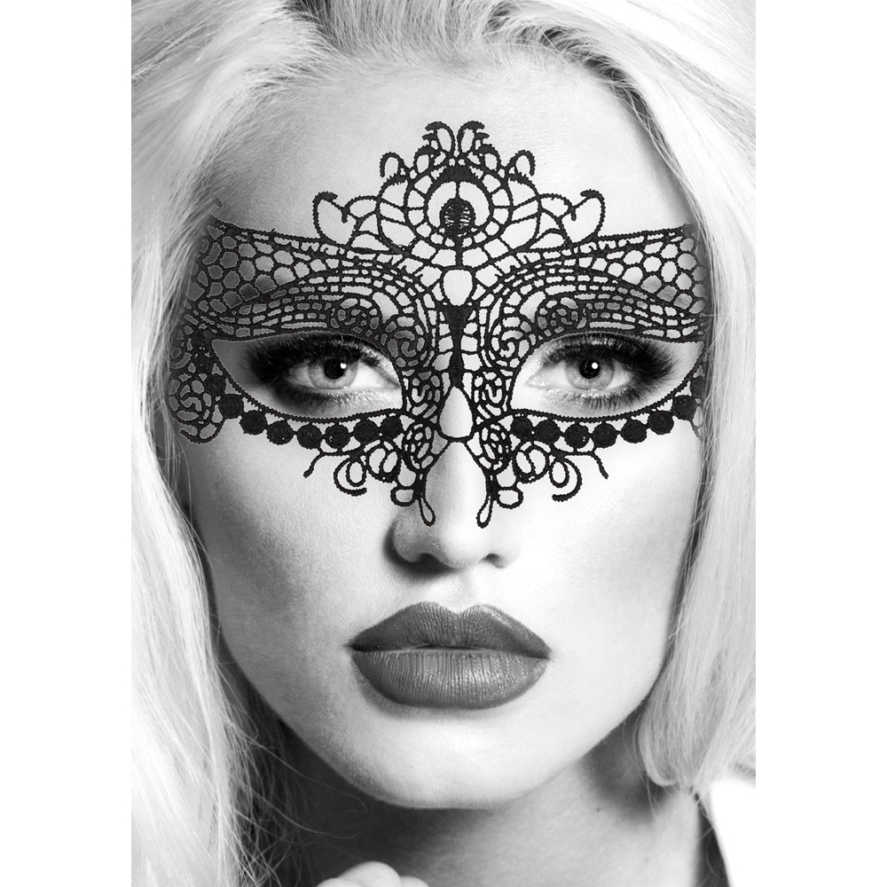 Ouch! Black & White Lace Eye Mask Queen Black