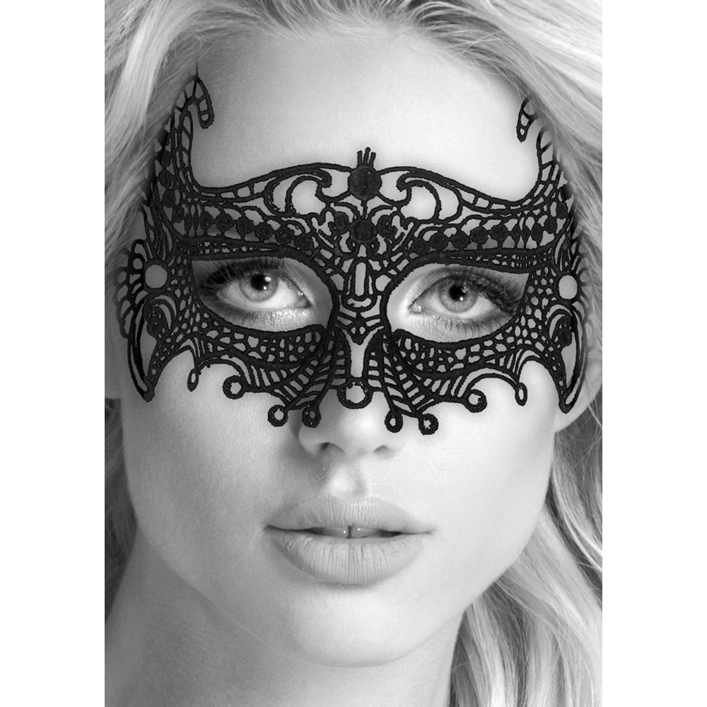 Ouch! Black & White Lace Eye Mask Empress Black