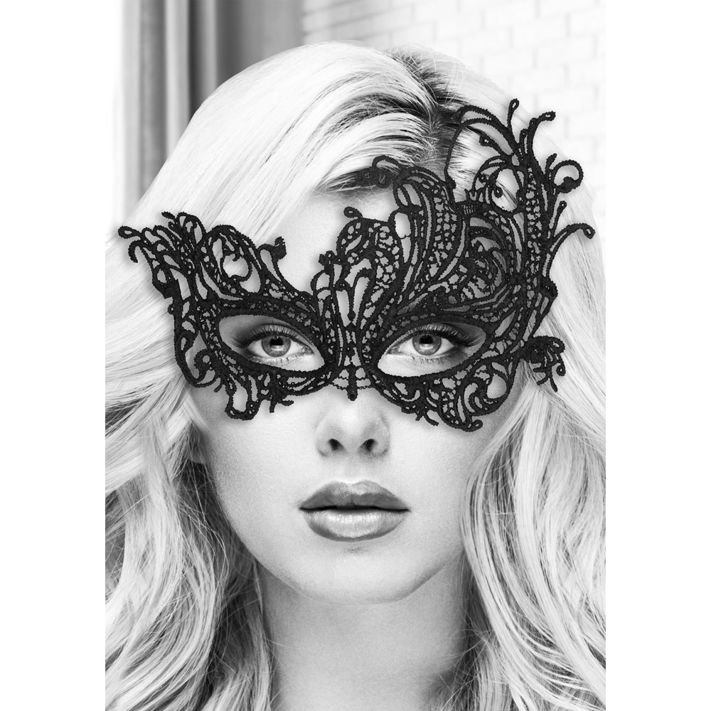 Ouch! Black & White Lace Eye Mask Royal Black