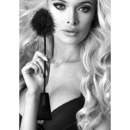 Ouch! Black & White Crop With Feather Tickler Black