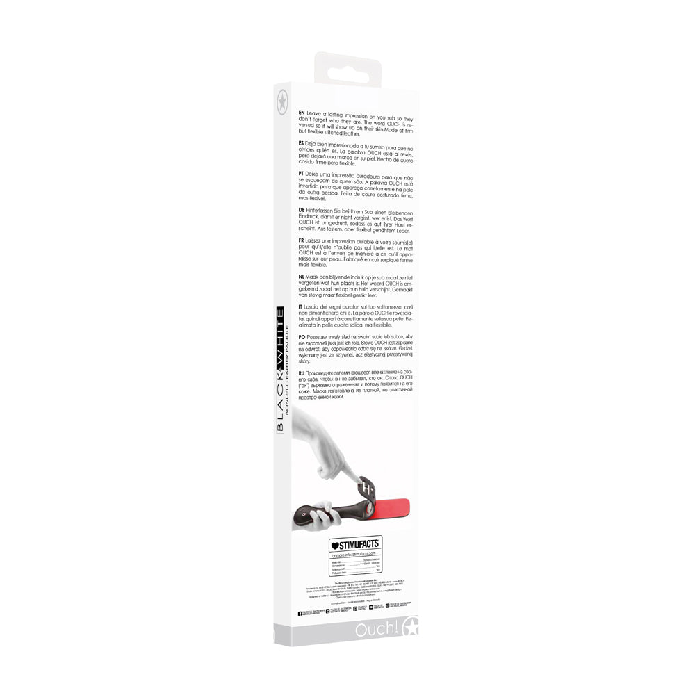Ouch! Black & White Bonded Leather Paddle Ouch Black