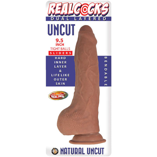 Realcocks Dual Layered Uncut Slider Tight Balls 9.5 In. Brown