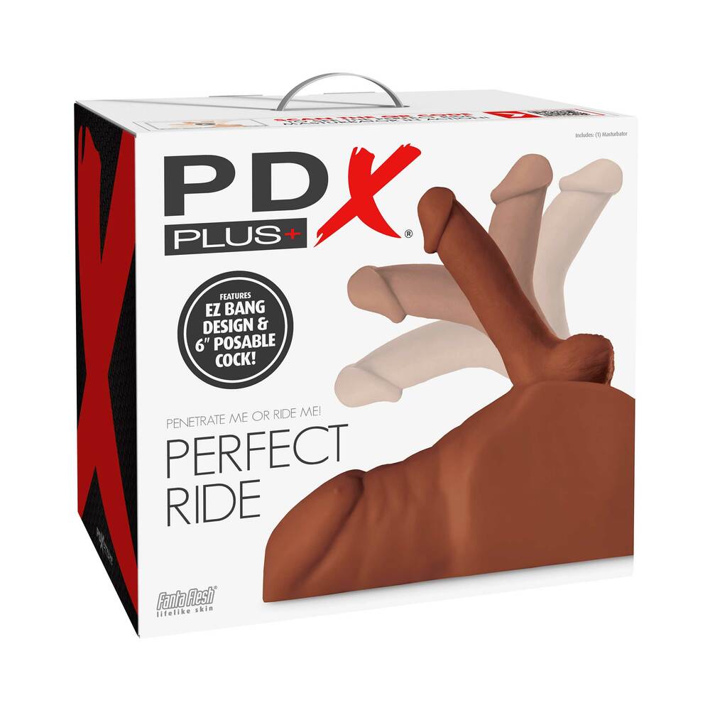 Pdx Plus Perfect Ride Dildo And Masturbator Brown