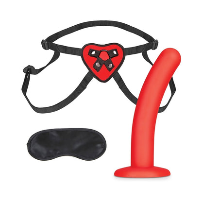 Lux Fetish Red Heart Strap On 5 In. Dildo Set