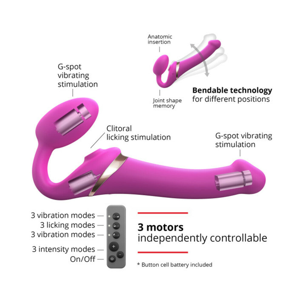 Strap-on-me Multi Orgasm Bendable Strap-on Large Fuchsia