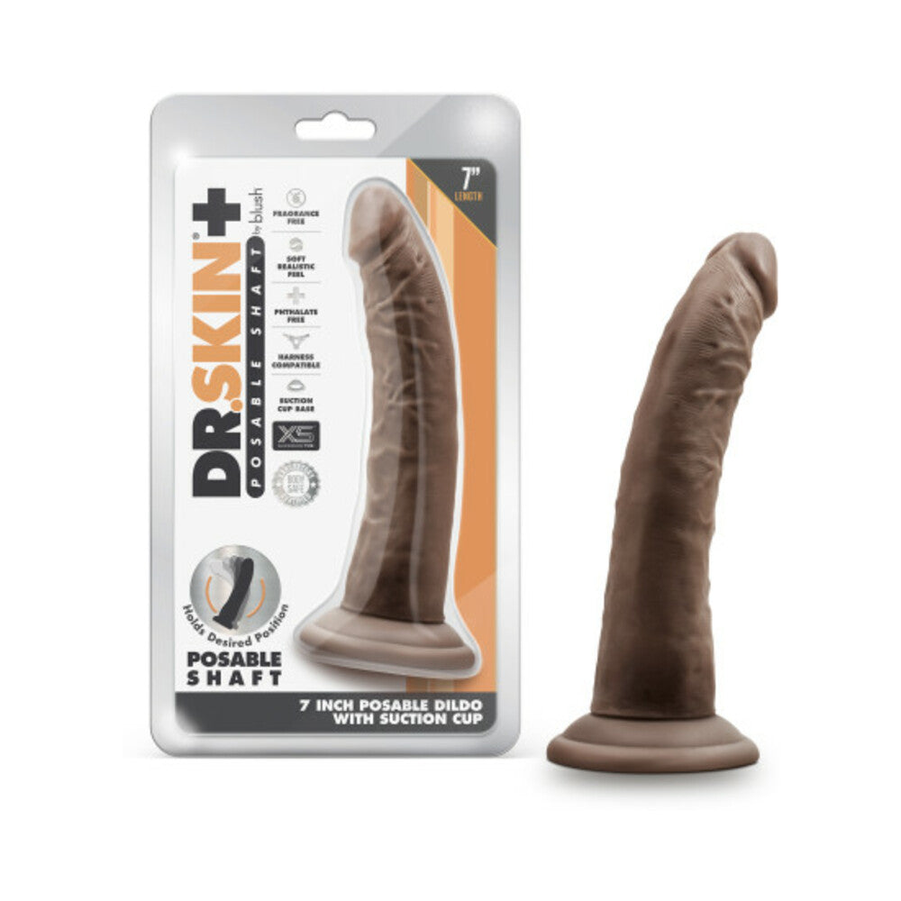 Dr. Skin Plus 7in Posable Dildo Chocolat