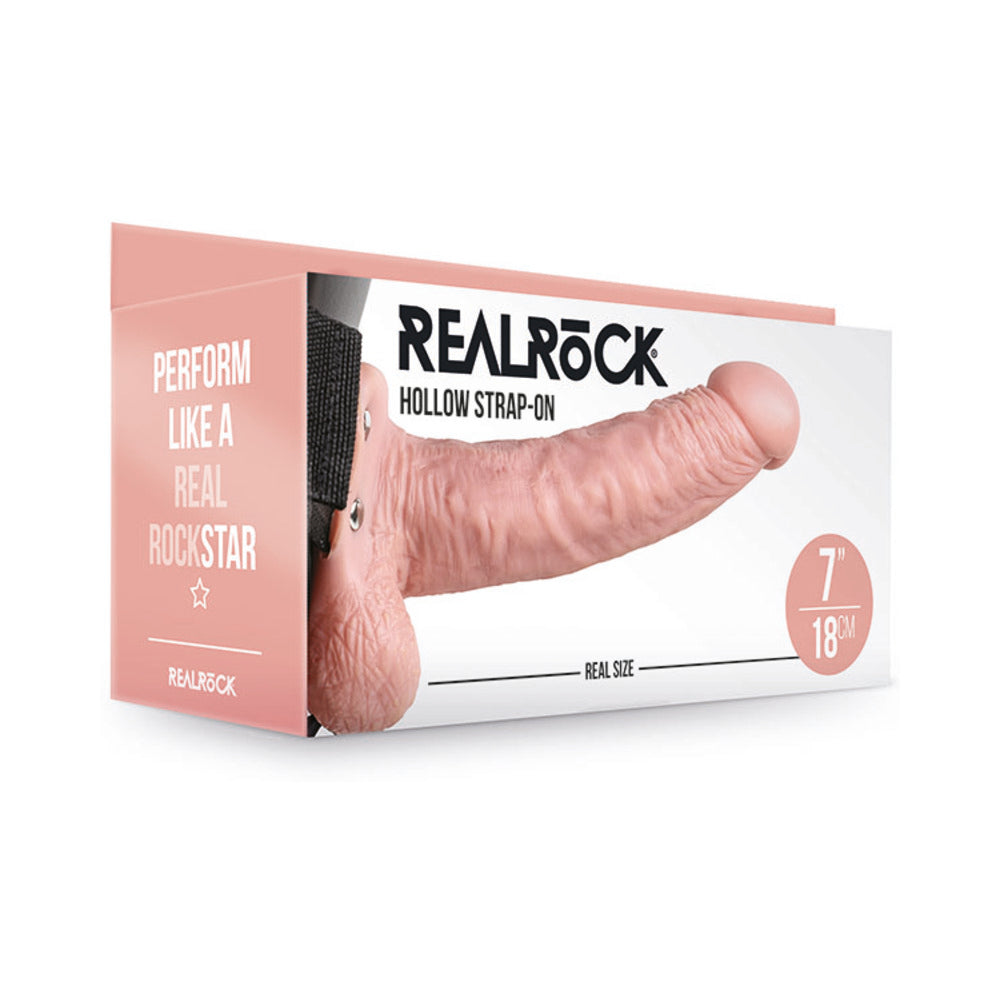 Realrock Hollow Strap-on With Balls 7 In. Vanilla