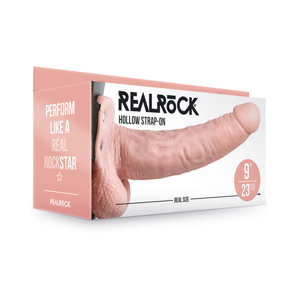 Realrock Hollow Strap-on With Balls 9 In. Vanilla