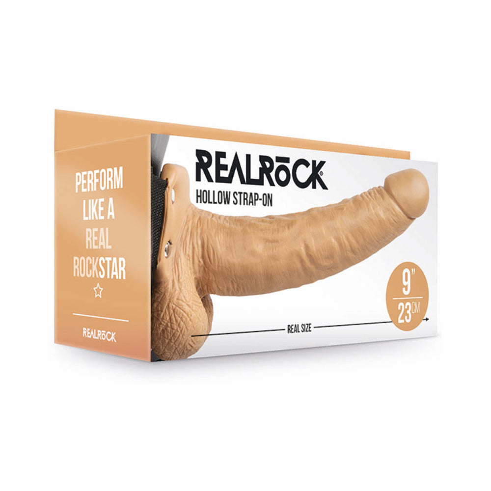 Realrock Hollow Strap-on With Balls 9 In. Mocha