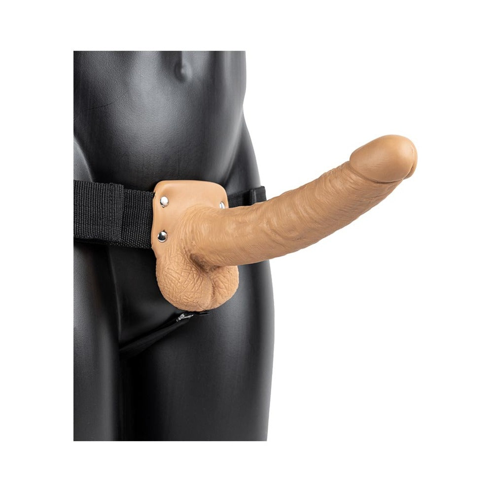 Realrock Hollow Strap-on With Balls 9 In. Mocha