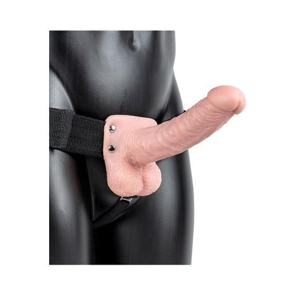 Realrock Vibrating Hollow Strap-on With Balls 7 In. Vanilla