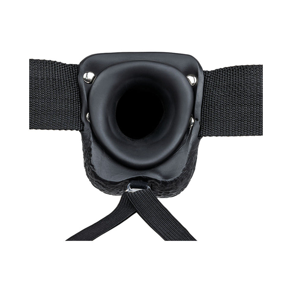 Realrock Vibrating Hollow Strap On With Balls 7 In. Chocolate