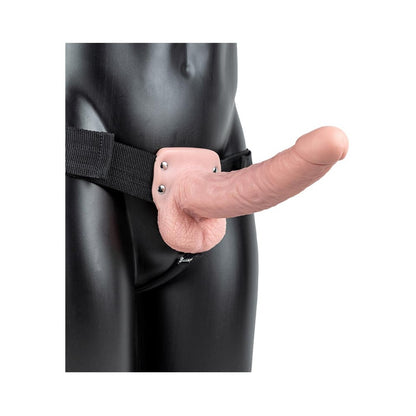 Realrock Vibrating Hollow Strap-on With Balls 9 In. Vanilla