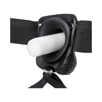Realrock Vibrating Hollow Strap-on With Balls 9 In. Chocolate