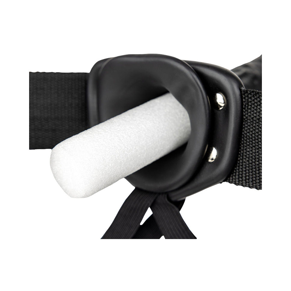 Realrock Vibrating Hollow Strap-on Without Balls 8 In. Chocolate