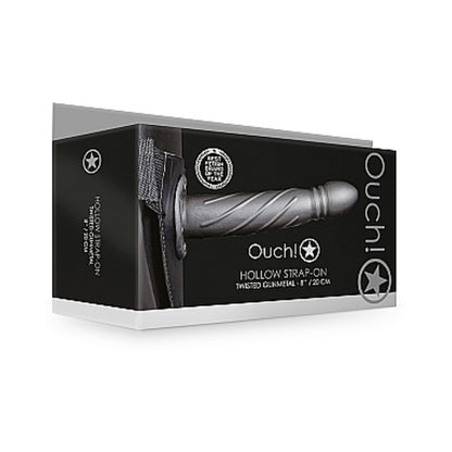 Ouch! Twisted Hollow Strap-on 8 In. Gunmetal Gray