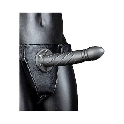 Ouch! Twisted Hollow Strap-on 8 In. Gunmetal Gray