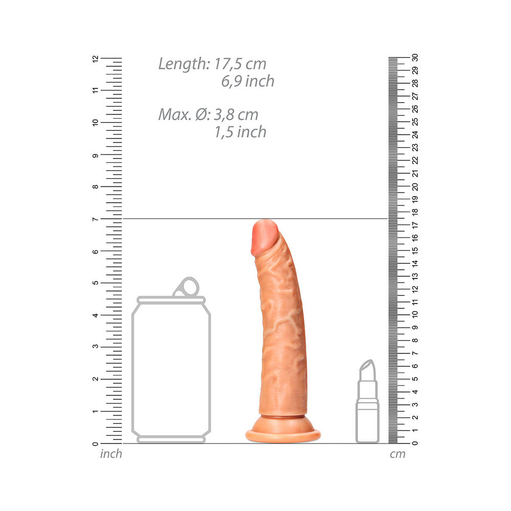 Realrock Slim Realistic Dildo With Suction Cup 6 In. Caramel