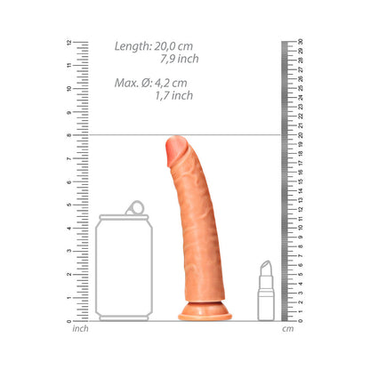 Realrock Slim Realistic Dildo With Suction Cup 7 In. Caramel
