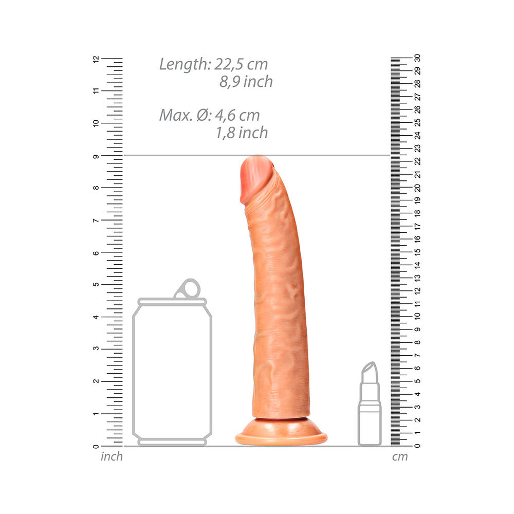 Realrock Slim Realistic Dildo With Suction Cup 8 In. Caramel