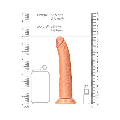 Realrock Slim Realistic Dildo With Suction Cup 8 In. Caramel