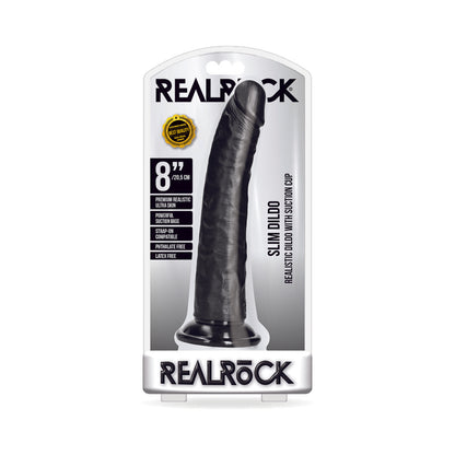 Realrock Slim Realistic Dildo With Suction Cup 8 In. Chocolate