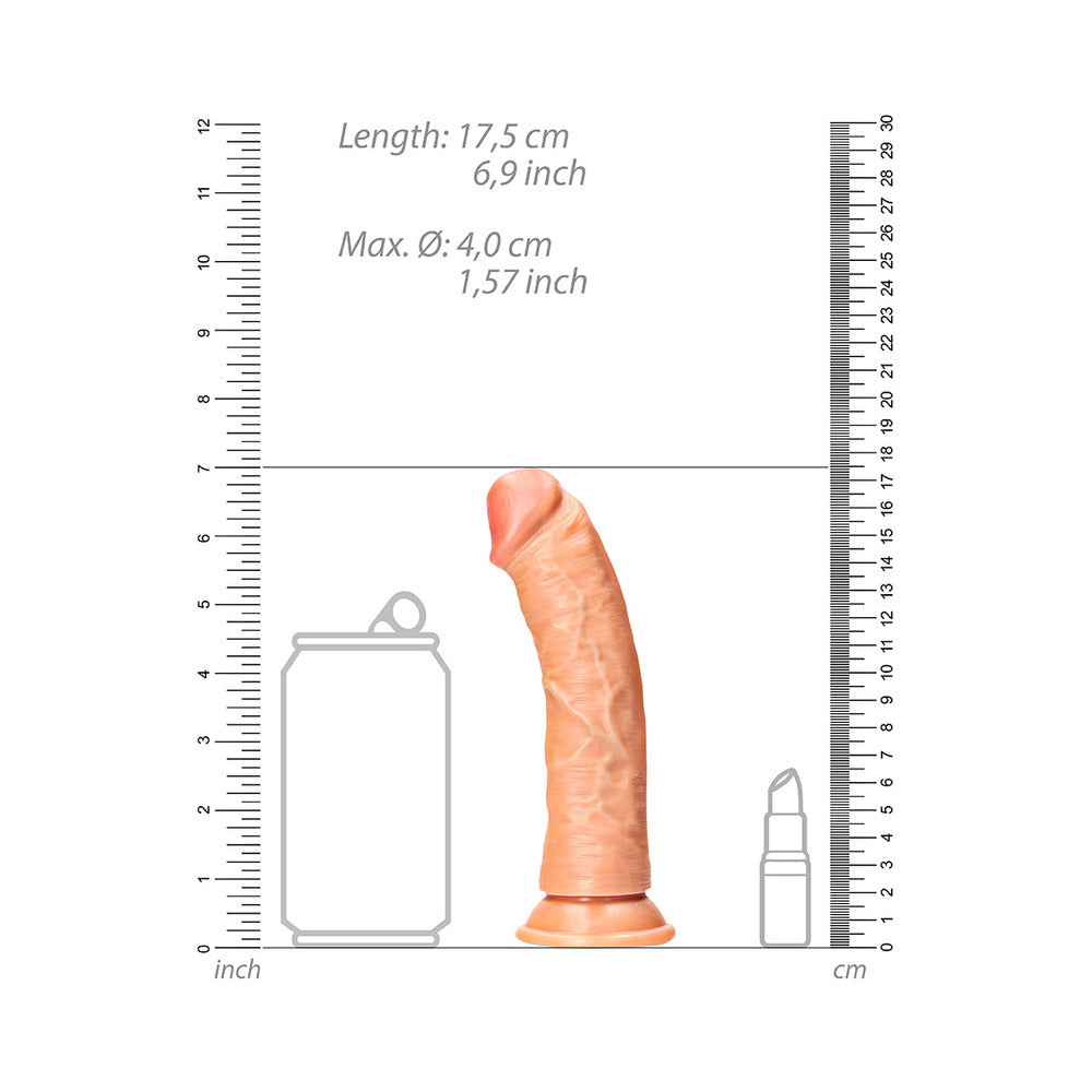 Realrock Curved Realistic Dildo With Suction Cup 6 In. Caramel