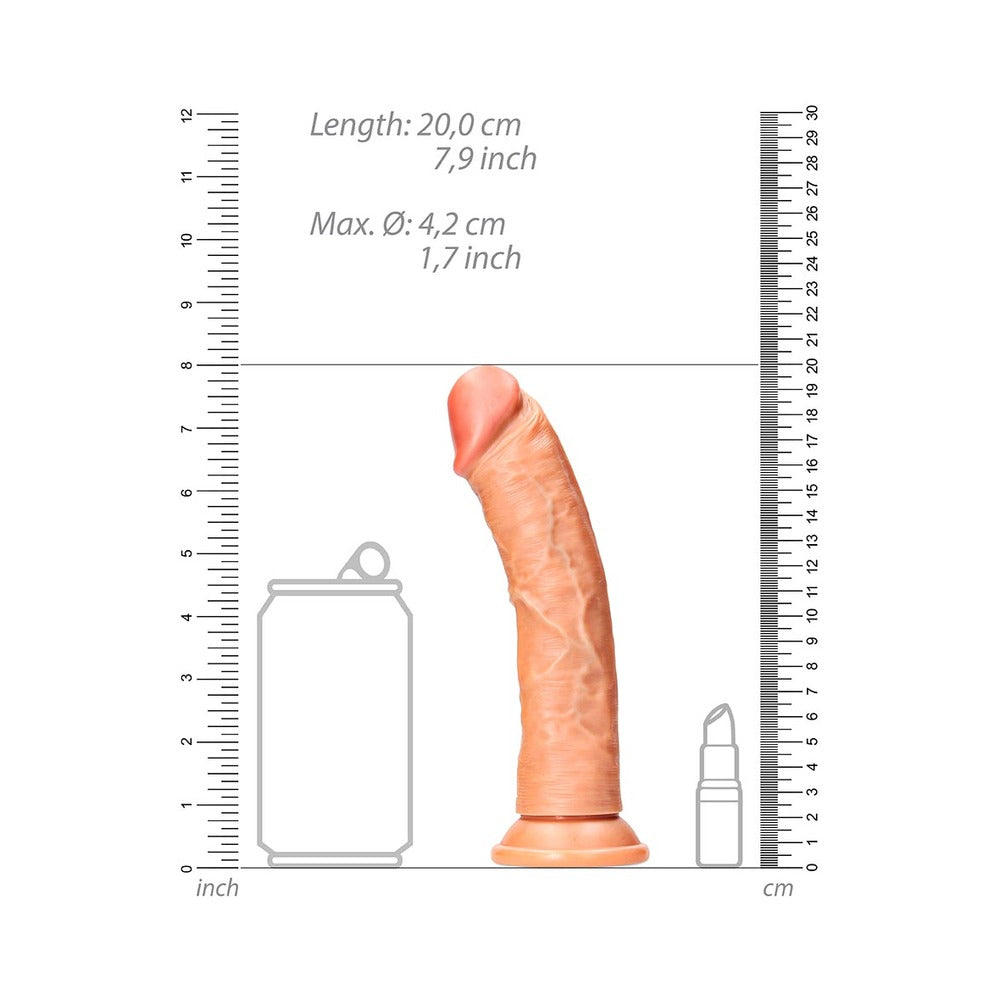 Realrock Curved Realistic Dildo With Suction Cup 7 In. Caramel