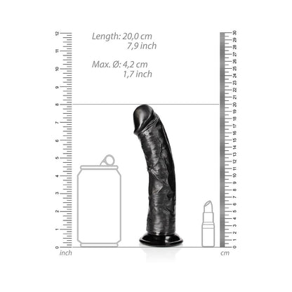 Realrock Curved Realistic Dildo With Suction Cup 7 In. Chocolate