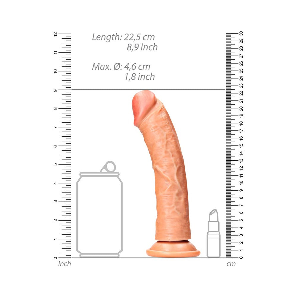 Realrock Curved Realistic Dildo With Suction Cup 8 In. Caramel