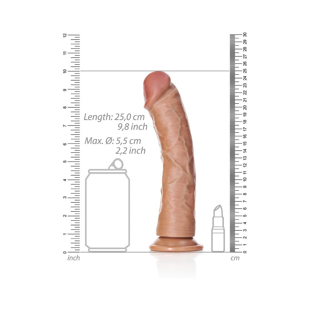 Realrock Curved Realistic Dildo With Suction Cup 9 In. Tan