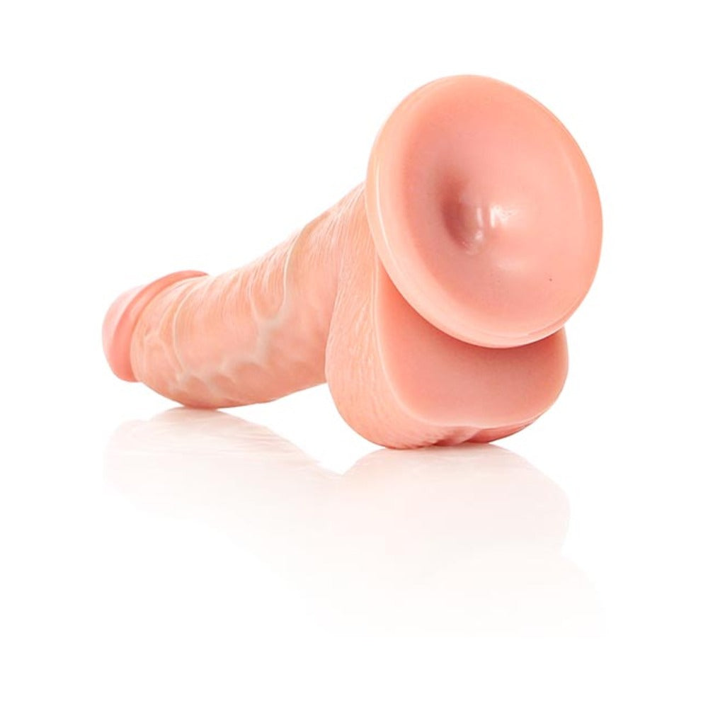 Realrock Curved Realistic Dildo With Balls And Suction Cup 6 In. Light