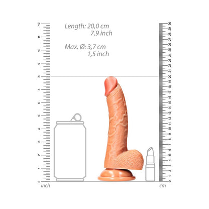 Realrock Curved Realistic Dildo With Balls And Suction Cup 7 In. Tan