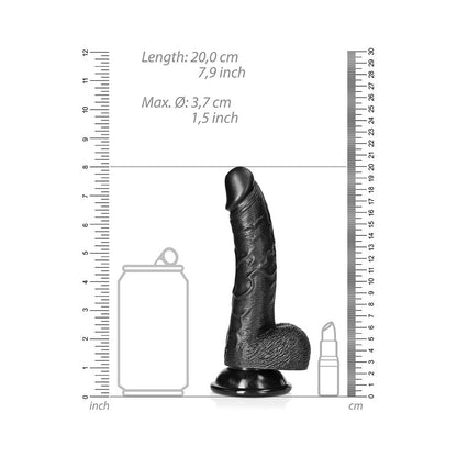 Realrock Curved Realistic Dildo With Balls And Suction Cup 7 In. Dark