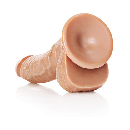 Realrock Curved Realistic Dildo With Balls And Suction Cup 8 In. Tan