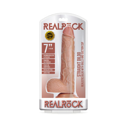 Realrockstraight Realistic Dildo With Balls And Suction Cup 7 In. Tan