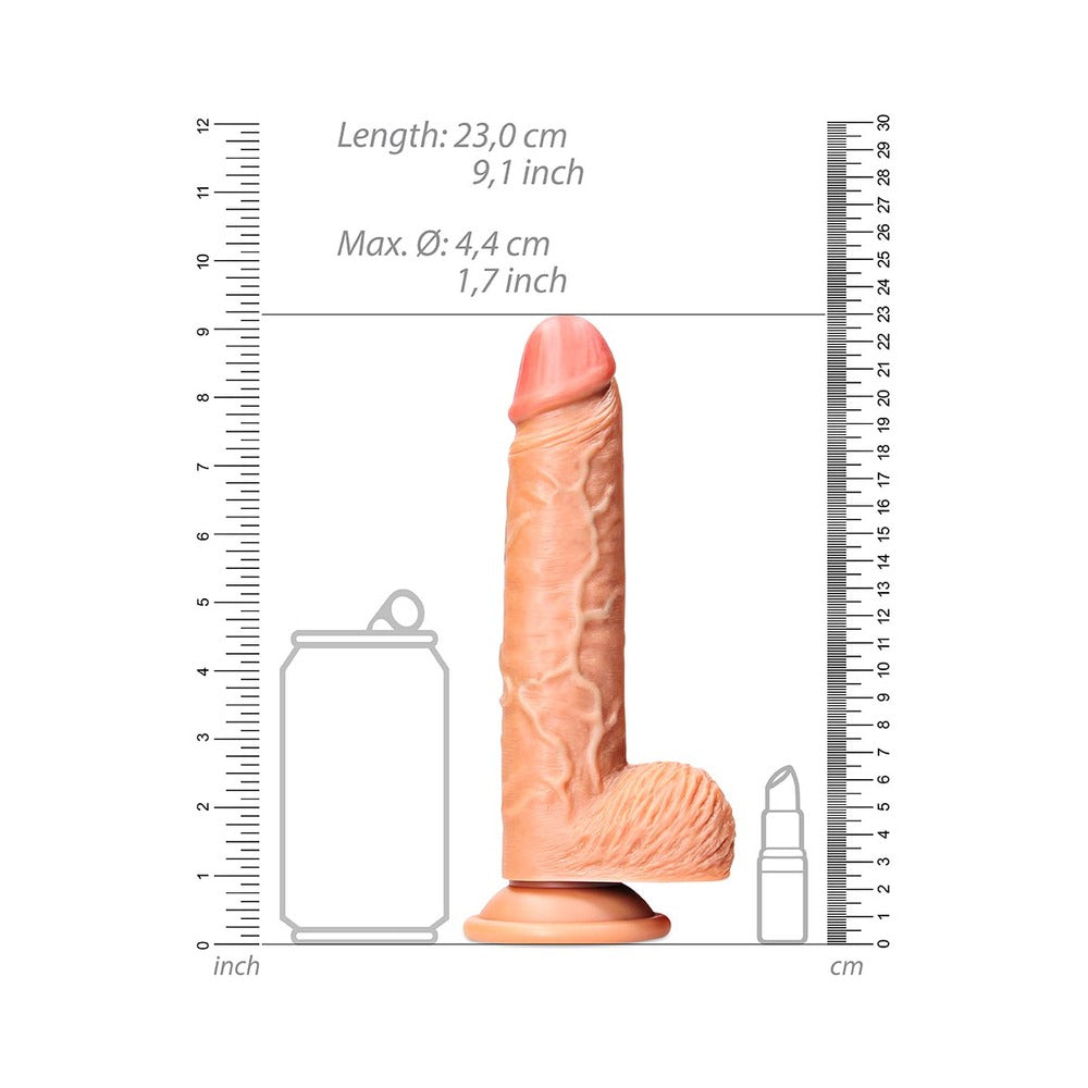 Realrock Straight Realistic Dildo With Balls And Suction Cup 8 In. Tan