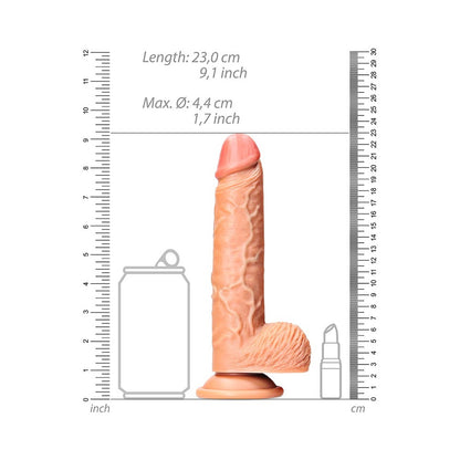 Realrock Straight Realistic Dildo With Balls And Suction Cup 8 In. Tan