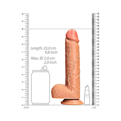 Realrock Straight Realistic Dildo With Balls And Suction Cup 9 In. Tan