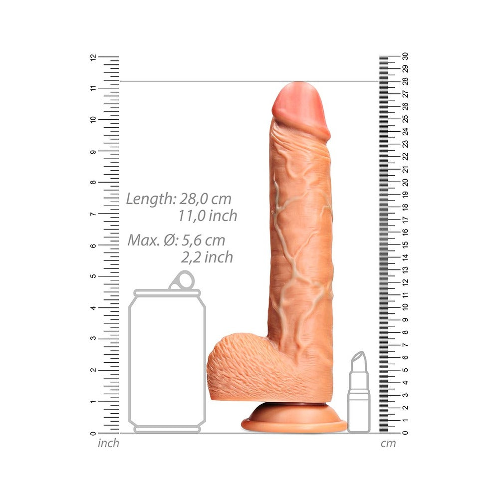 Realrock Straight Realistic Dildo With Balls And Suction Cup 10 In. Tan