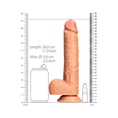 Realrock Straight Realistic Dildo With Balls And Suction Cup 10 In. Tan