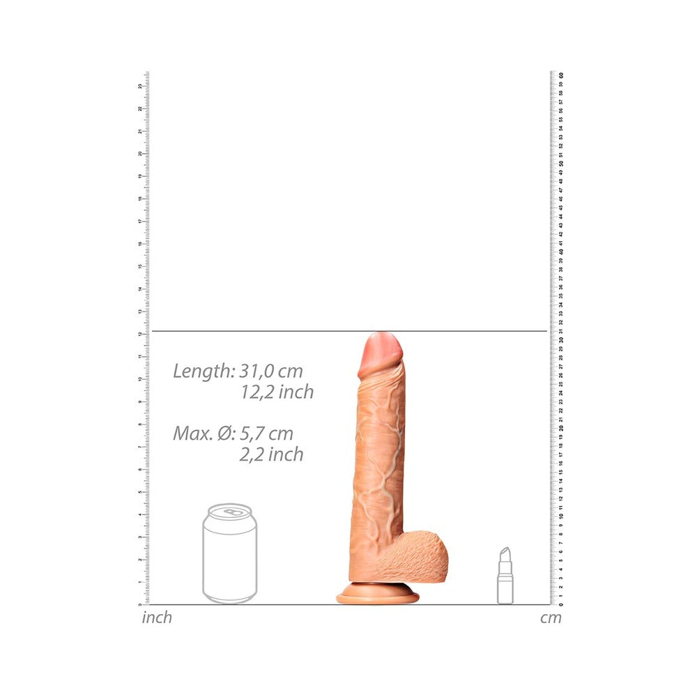 Realrock Straight Realistic Dildo With Balls And Suction Cup 11 In. Tan